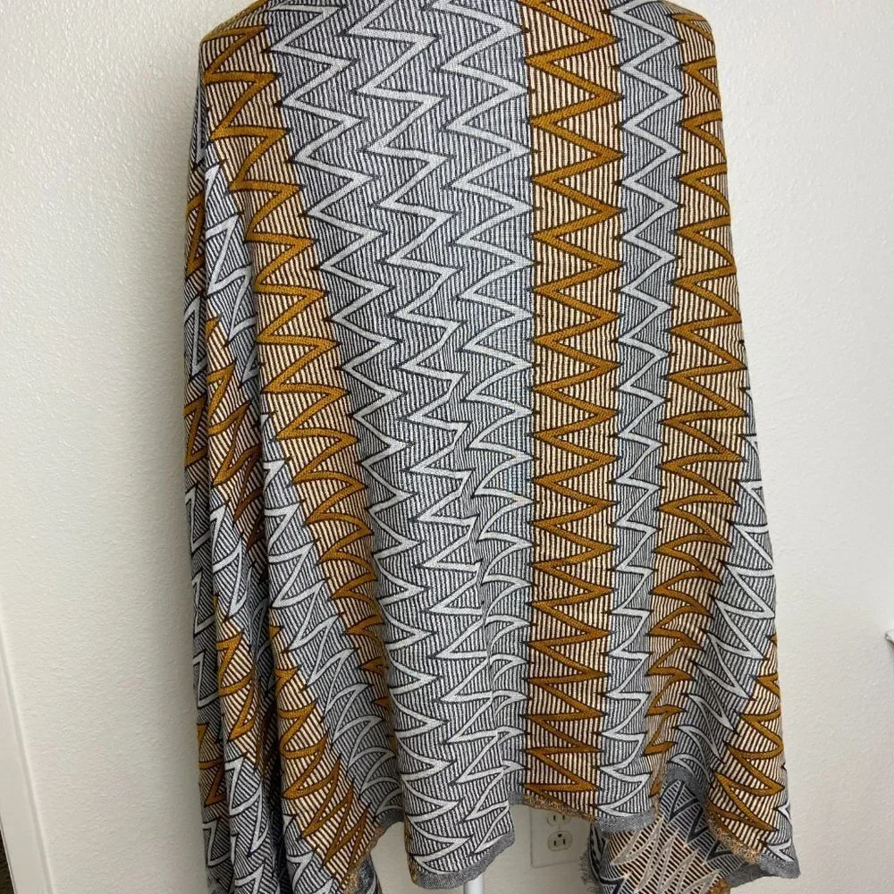 Quagga Organic Cotton Green Label Zig - Zag  Large Scarf Wrap Shawl